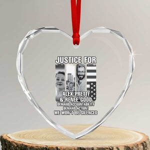 Justice for Alex and Renee Heart Crystal Glass Ornament Anti ICE Immigration Protest Human Rights TS14 Transparent Glass 3'' Heart Print Your Wear