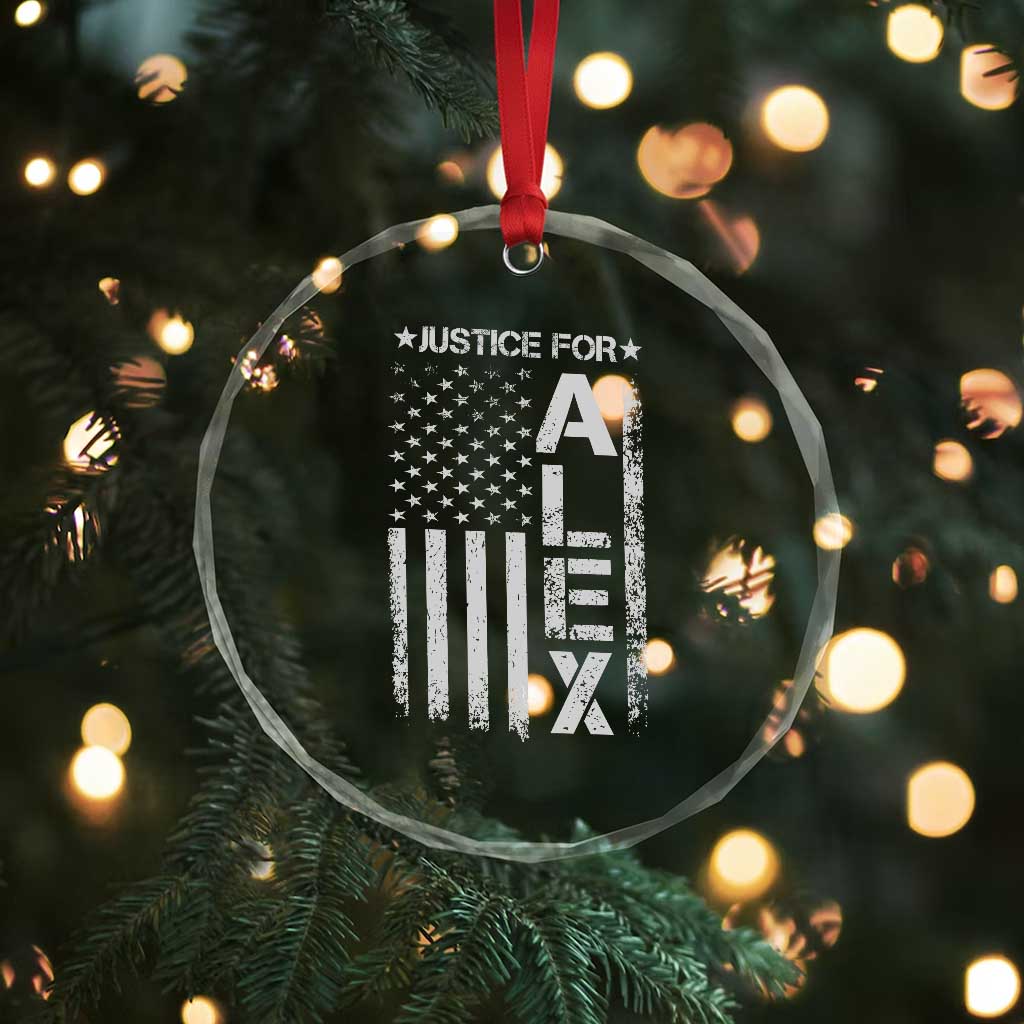 Justice for Alex Pretti American Flag Crystal Glass Ornament Minneapolis Jan 24 2026 Memorial Tribute TS02 Print Your Wear