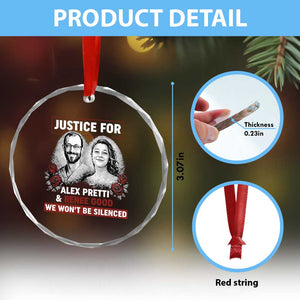 Justice for Alex Pretti and Renee Good Crystal Glass Ornament We Won’t Be Silenced Minnesota Resistance Protest TS02 Print Your Wear