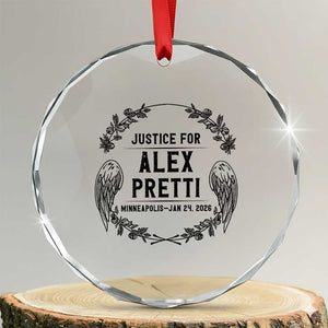 Justice for Alex Pretti Crystal Glass Ornament Minneapolis January 24 2026 Tribute Memorial Wreath TS02 Transparent Glass 3'' Circle Print Your Wear