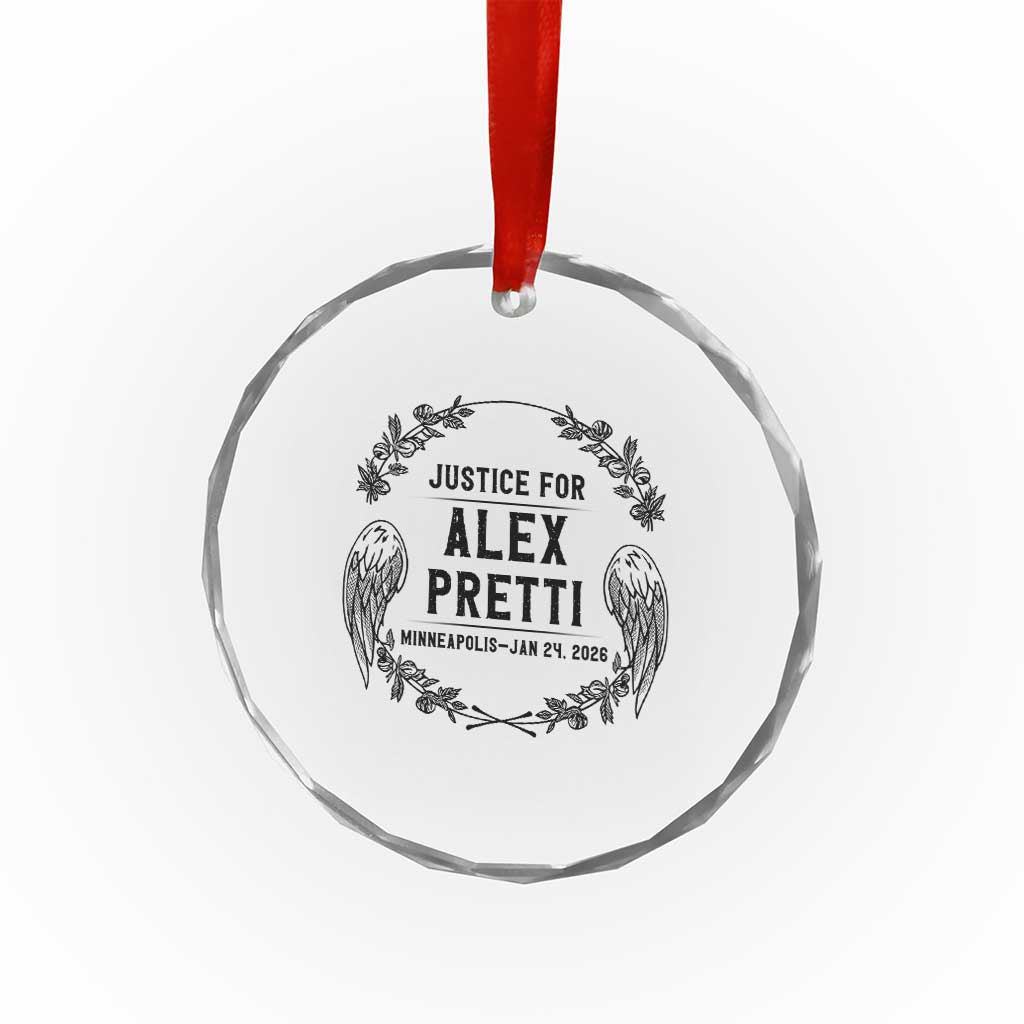 Justice for Alex Pretti Crystal Glass Ornament Minneapolis January 24 2026 Tribute Memorial Wreath TS02 Print Your Wear