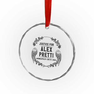 Justice for Alex Pretti Crystal Glass Ornament Minneapolis January 24 2026 Tribute Memorial Wreath TS02 Print Your Wear