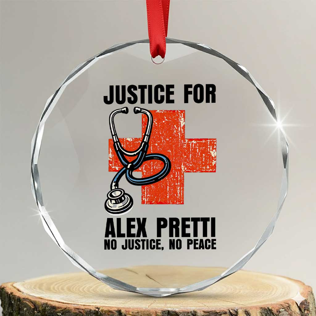 Justice For Alex Pretti Crystal Glass Ornament Minneapolis Support Gift TS12 Transparent Glass 3'' Circle Print Your Wear