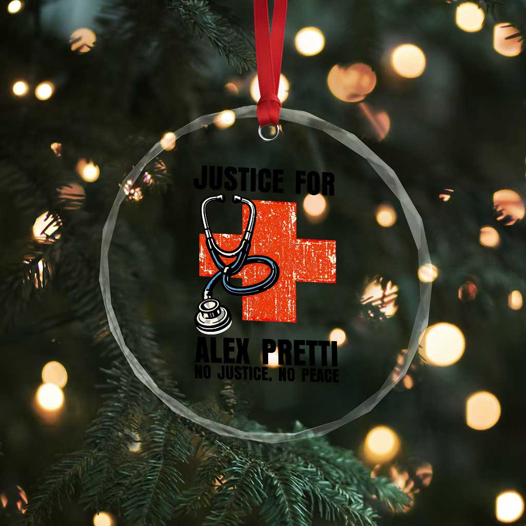 Justice For Alex Pretti Crystal Glass Ornament Minneapolis Support Gift TS12 Print Your Wear
