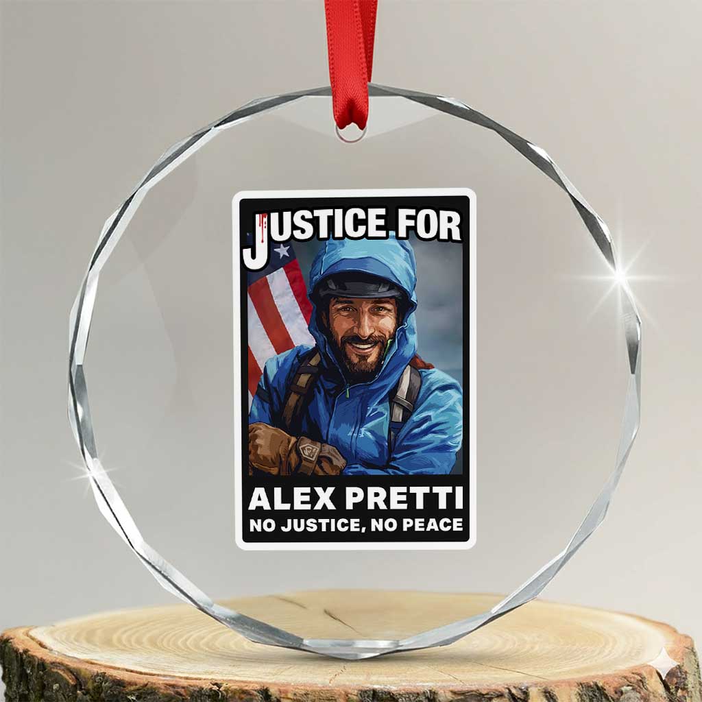 Justice For Alex Pretti Crystal Glass Ornament Minneapolis USA Support Gift TS12 Transparent Glass 3'' Circle Print Your Wear