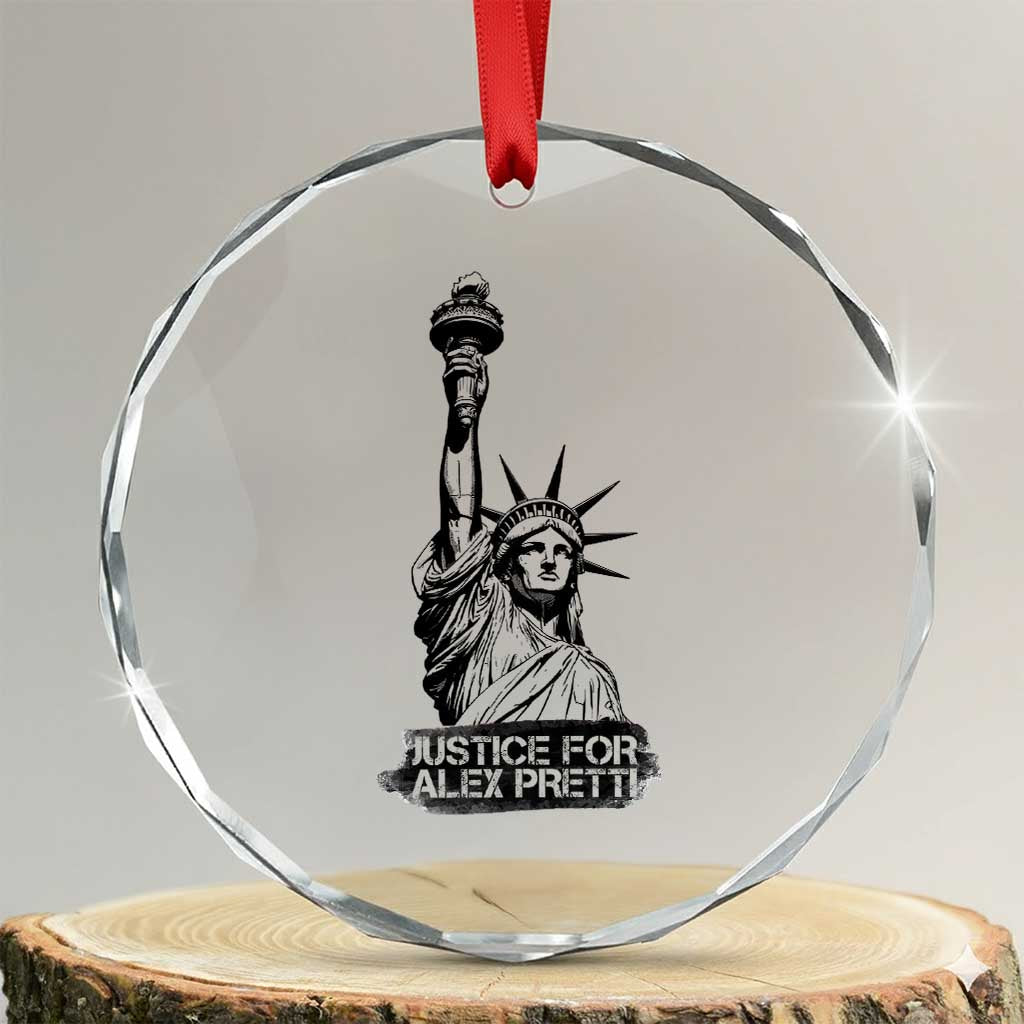 Justice For Alex Pretti Crystal Glass Ornament Statue Of Liberty Support Gift TS12 Transparent Glass 3'' Circle Print Your Wear