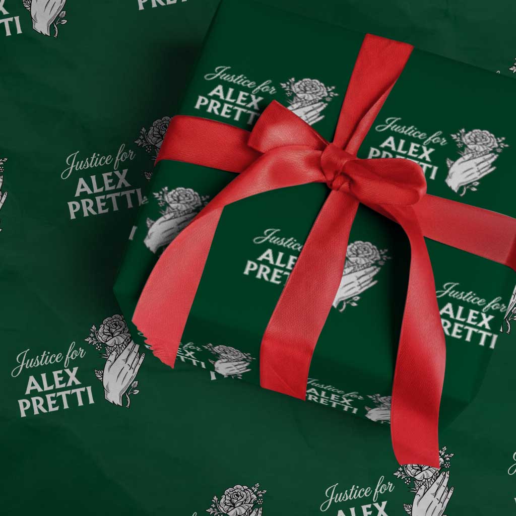 Justice for Alex Pretti Floral Memorial Wrapping Paper Roll Minneapolis Jan 24 2026 Tribute TS02 Green Print Your Wear