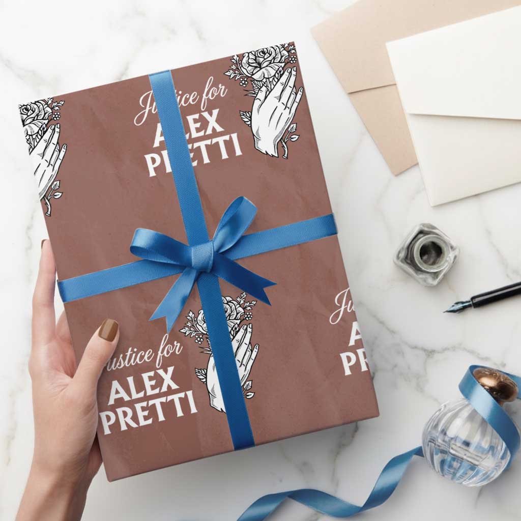Justice for Alex Pretti Floral Memorial Wrapping Paper Roll Minneapolis Jan 24 2026 Tribute TS02 Mocha Print Your Wear