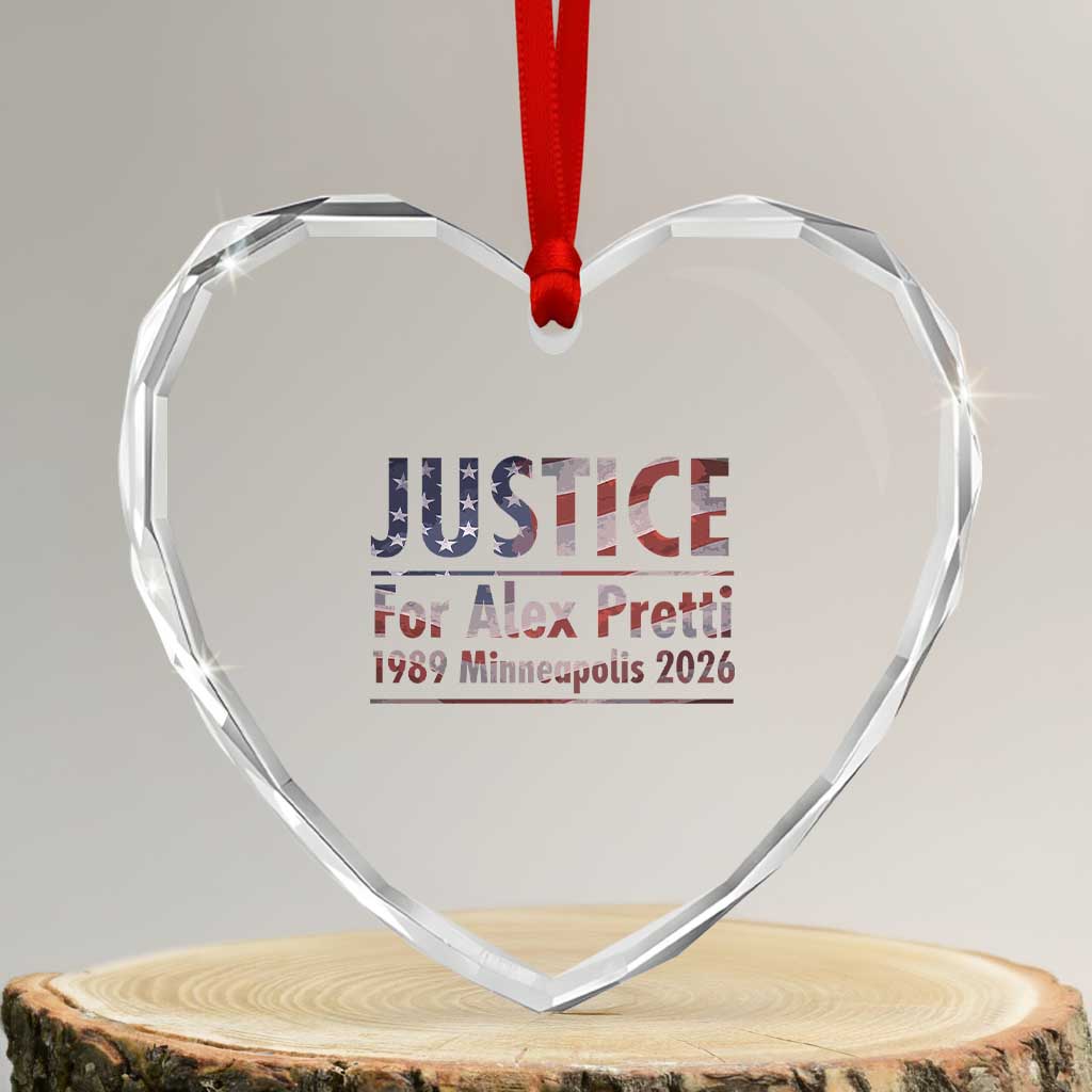 Justice For Alex Pretti Heart Crystal Glass Ornament Minneapolis MN Tribute Gift TS12 Transparent Glass 3'' Heart Print Your Wear