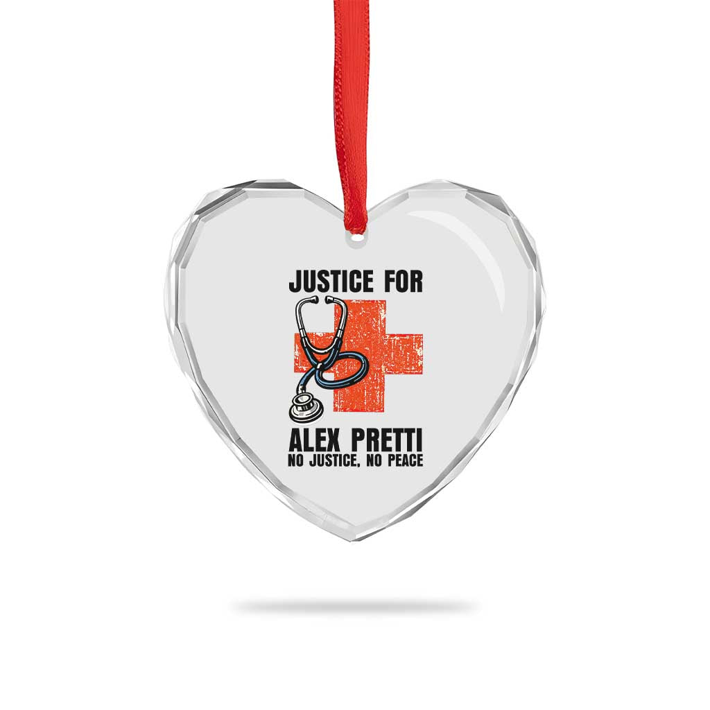 Justice For Alex Pretti Heart Crystal Glass Ornament Minneapolis Support Gift TS12 Print Your Wear