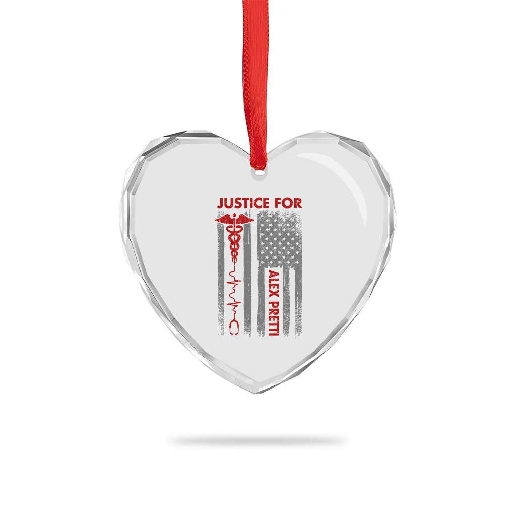 Justice For Alex Pretti Heart Crystal Glass Ornament Minneapolis Tribute 2026 ICU Nurse American Flag TS11 Print Your Wear