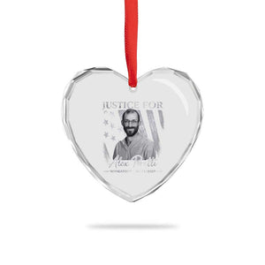 Justice For Alex Pretti Heart Crystal Glass Ornament Minneapolis Tribute 2026 Vintage American Flag TS11 Print Your Wear