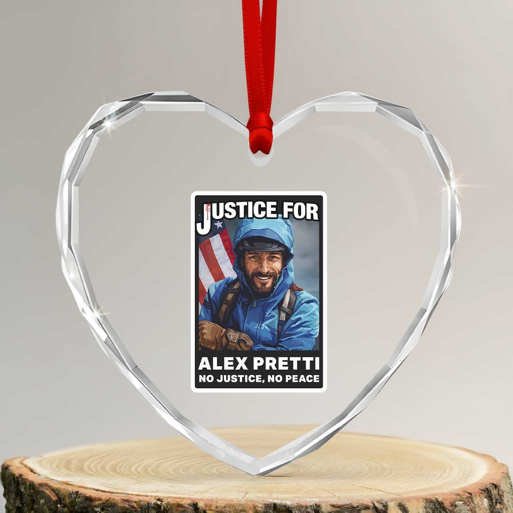 Justice For Alex Pretti Heart Crystal Glass Ornament Minneapolis USA Support Gift TS12 Transparent Glass 3'' Heart Print Your Wear