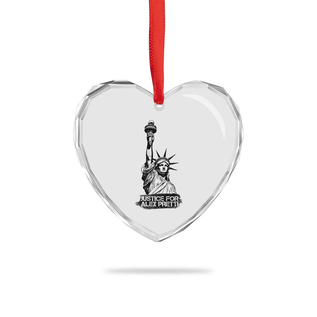 Justice For Alex Pretti Heart Crystal Glass Ornament Statue Of Liberty Support Gift TS12 Print Your Wear