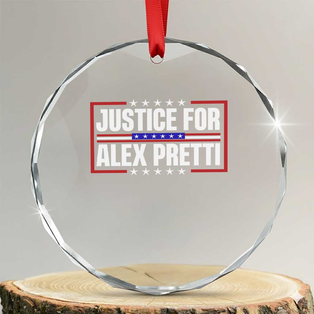 Justice for Alex Pretti Patriotic Crystal Glass Ornament Minneapolis Jan 24 2026 Memorial Red White and Blue TS02 Transparent Glass 3'' Circle Print Your Wear