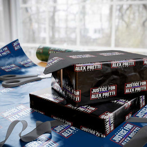 Justice for Alex Pretti Patriotic Wrapping Paper Roll Minneapolis Jan 24 2026 Memorial Red White and Blue TS02 Black Print Your Wear