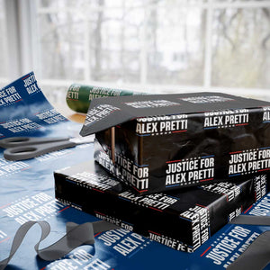 Justice for Alex Pretti Patriotic Wrapping Paper Roll Minneapolis Jan 24 2026 Memorial Tribute TS02 Black Print Your Wear