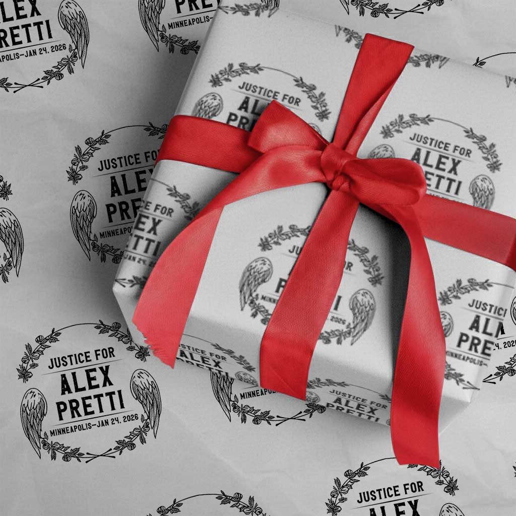 Justice for Alex Pretti Wrapping Paper Roll Minneapolis January 24 2026 Tribute Memorial Wreath TS02 White Print Your Wear