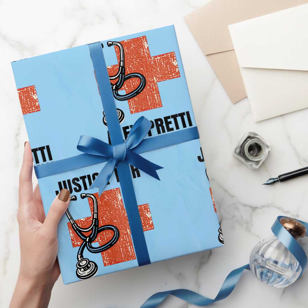 Justice For Alex Pretti Wrapping Paper Roll Minneapolis Support Gift TS12 Light Blue Print Your Wear