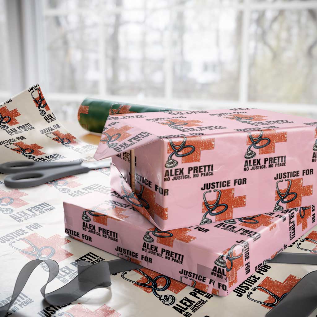 Justice For Alex Pretti Wrapping Paper Roll Minneapolis Support Gift TS12 Light Pink Print Your Wear