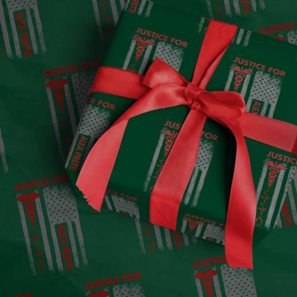 Justice For Alex Pretti Wrapping Paper Roll Minneapolis Tribute 2026 ICU Nurse American Flag TS11 Green Print Your Wear