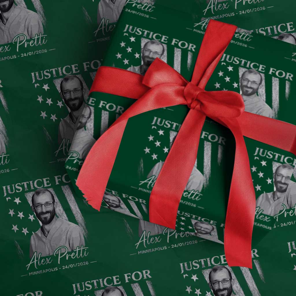 Justice For Alex Pretti Wrapping Paper Roll Minneapolis Tribute 2026 Vintage American Flag TS11 Green Print Your Wear