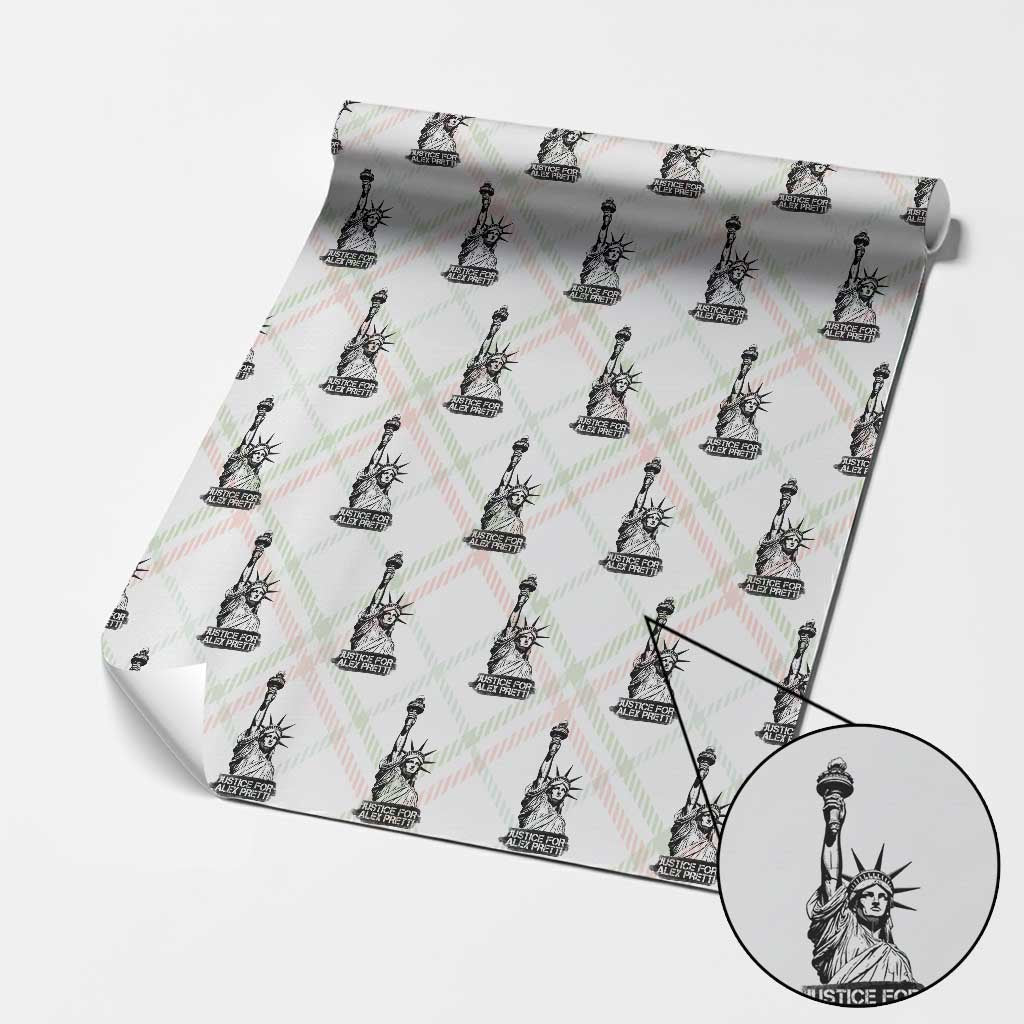 Justice For Alex Pretti Wrapping Paper Roll Statue Of Liberty Support Gift TS12 Christmas Plaid Print Your Wear