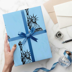 Justice For Alex Pretti Wrapping Paper Roll Statue Of Liberty Support Gift TS12 Light Blue Print Your Wear