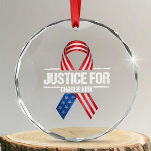 Justice For Charlie Kirk Crystal Glass Ornament Patriotic Tribute Human Rights Activist TS11 Transparent Glass 3'' Circle Print Your Wear