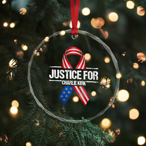 Justice For Charlie Kirk Crystal Glass Ornament Patriotic Tribute Human Rights Activist TS11 Print Your Wear