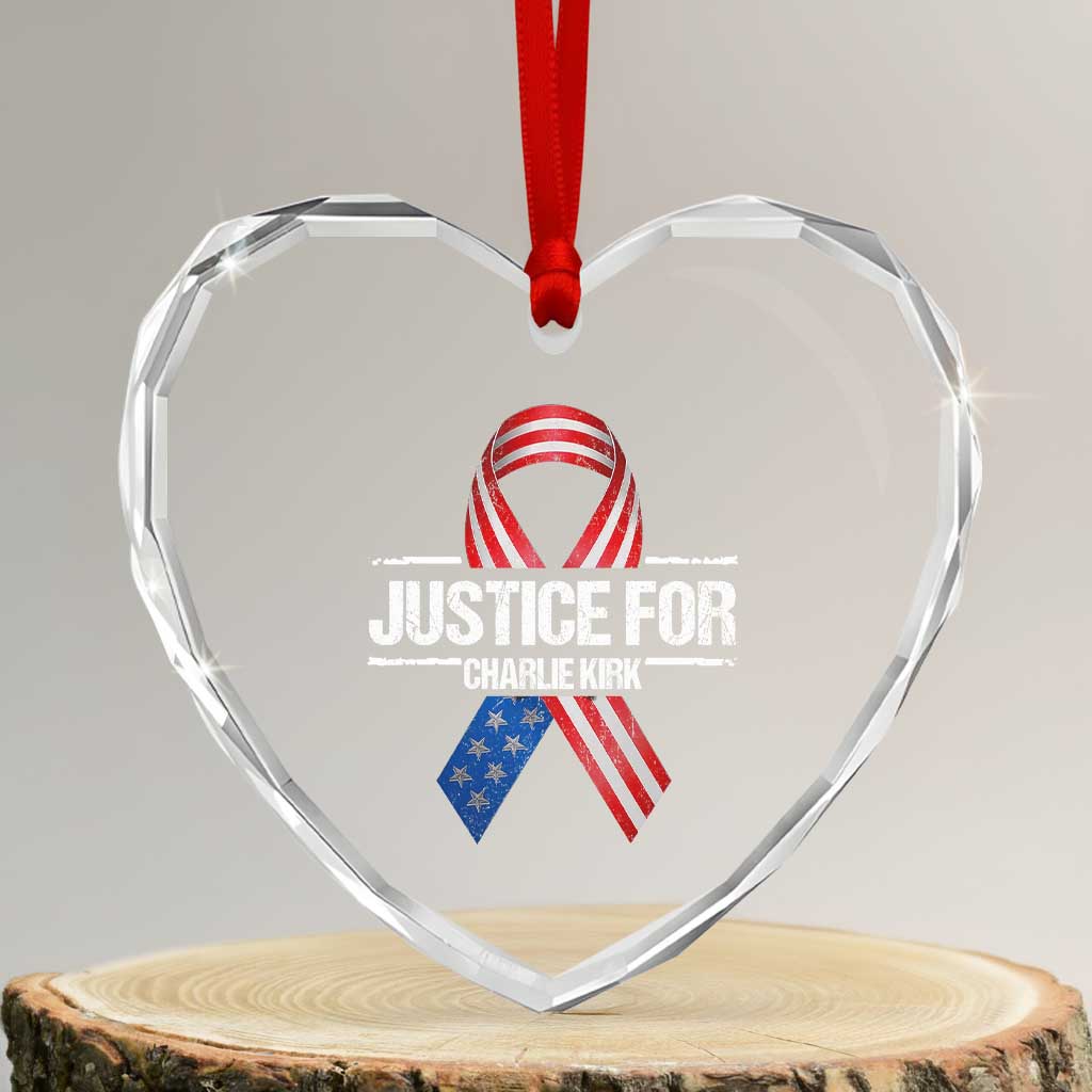 Justice For Charlie Kirk Heart Crystal Glass Ornament Patriotic Tribute Human Rights Activist TS11 Transparent Glass 3'' Heart Print Your Wear