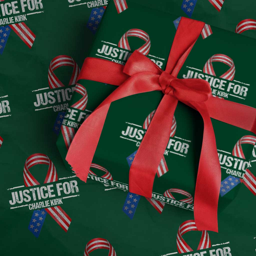 Justice For Charlie Kirk Wrapping Paper Roll Patriotic Tribute Human Rights Activist TS11 Green Print Your Wear