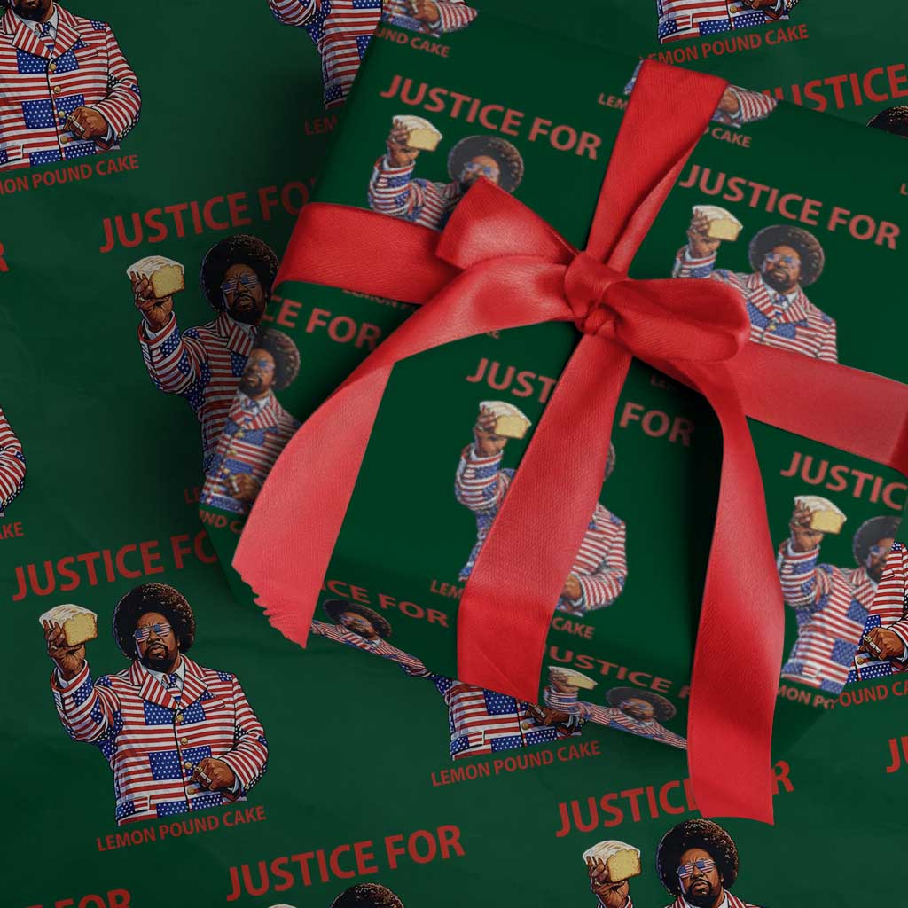 Justice for Lemon Pound Cake Wrapping Paper Roll Funny Viral Edgy Meme Courtroom Parody Rap Fans TS02 Green Print Your Wear