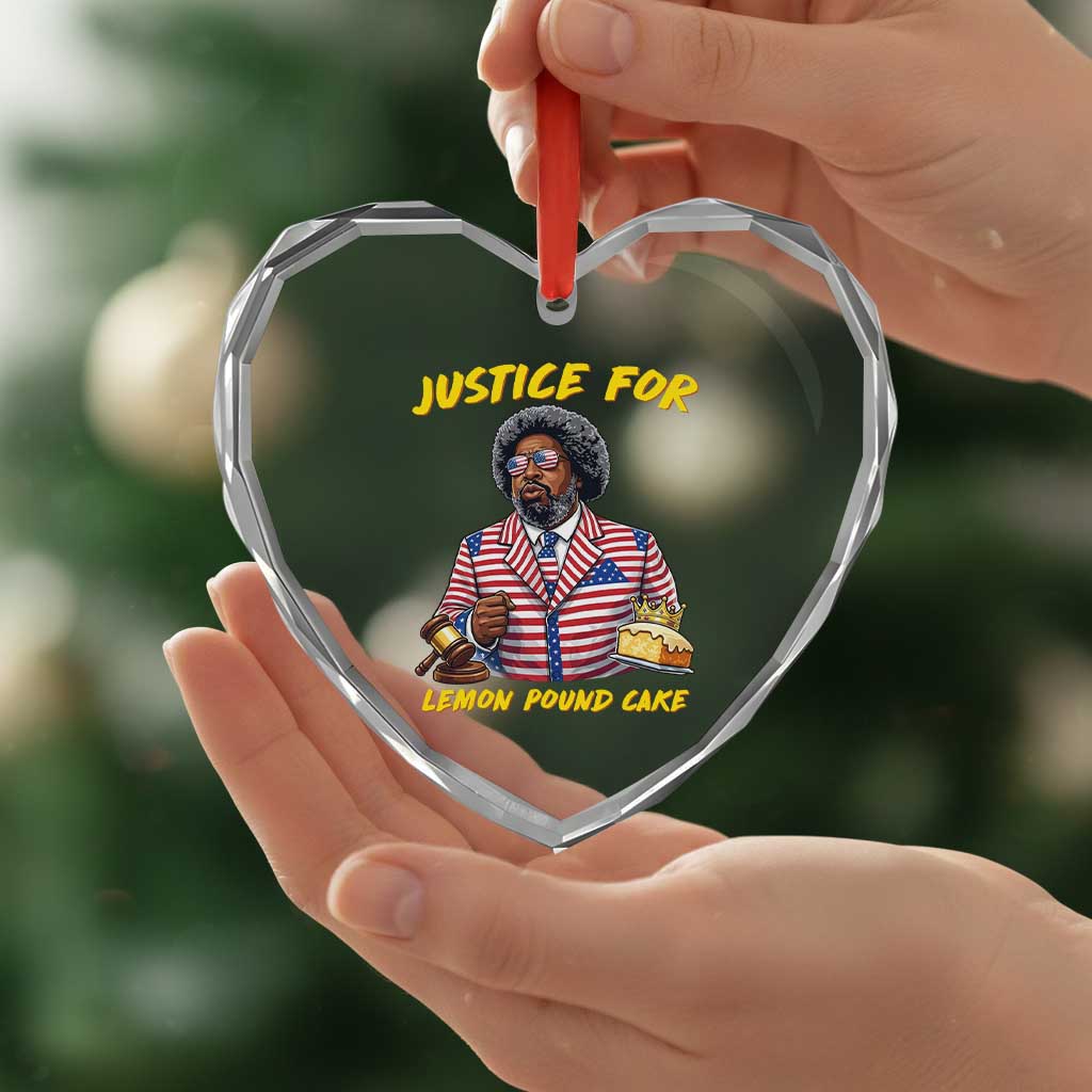 Justice for Lemon Pound Cake Funny Viral Meme Heart Crystal Glass Ornament Edgy Hip Hop Humor Parody Gift for Rap Fans TS02 Print Your Wear