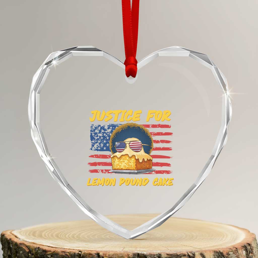 Justice For Lemon Pound Cake Heart Crystal Glass Ornament Funny US Flag Cake Parody Rap Free Speech TS14 Transparent Glass 3'' Heart Print Your Wear