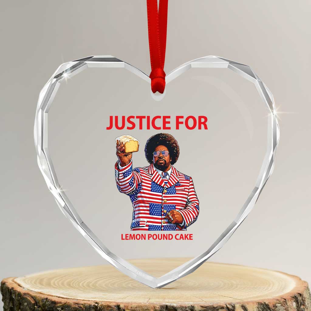 Justice for Lemon Pound Cake Heart Crystal Glass Ornament Funny Viral Edgy Meme Courtroom Parody Rap Fans TS02 Transparent Glass 3'' Heart Print Your Wear