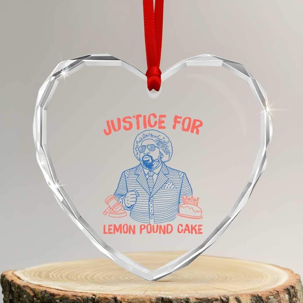 Justice For Lemon Pound Cake Heart Crystal Glass Ornament Viral Trend Free Speech TS14 Transparent Glass 3'' Heart Print Your Wear