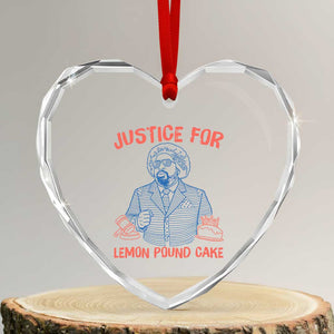Justice For Lemon Pound Cake Heart Crystal Glass Ornament Viral Trend Free Speech TS14 Transparent Glass 3'' Heart Print Your Wear