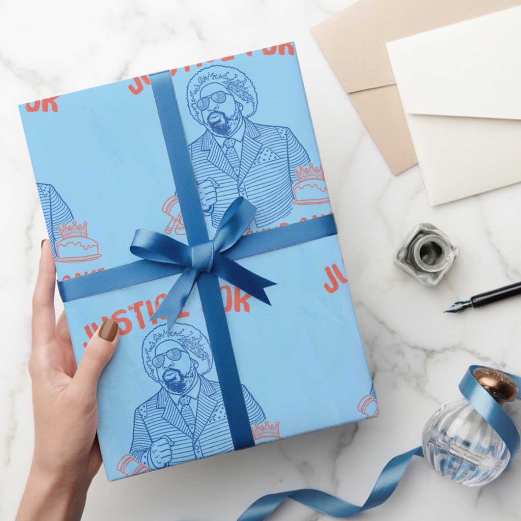 Justice For Lemon Pound Cake Wrapping Paper Roll Viral Trend Free Speech TS14 Light Blue Print Your Wear