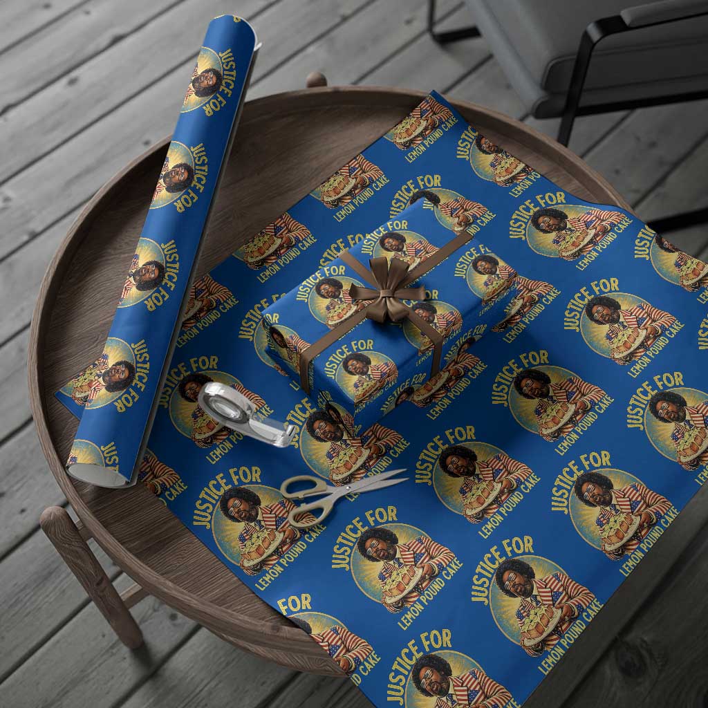 Justice for Lemon Pound Cake Patriotic Meme Wrapping Paper Roll Funny Viral Hip Hop Parody for Music Rap Fans TS02 Blue Print Your Wear