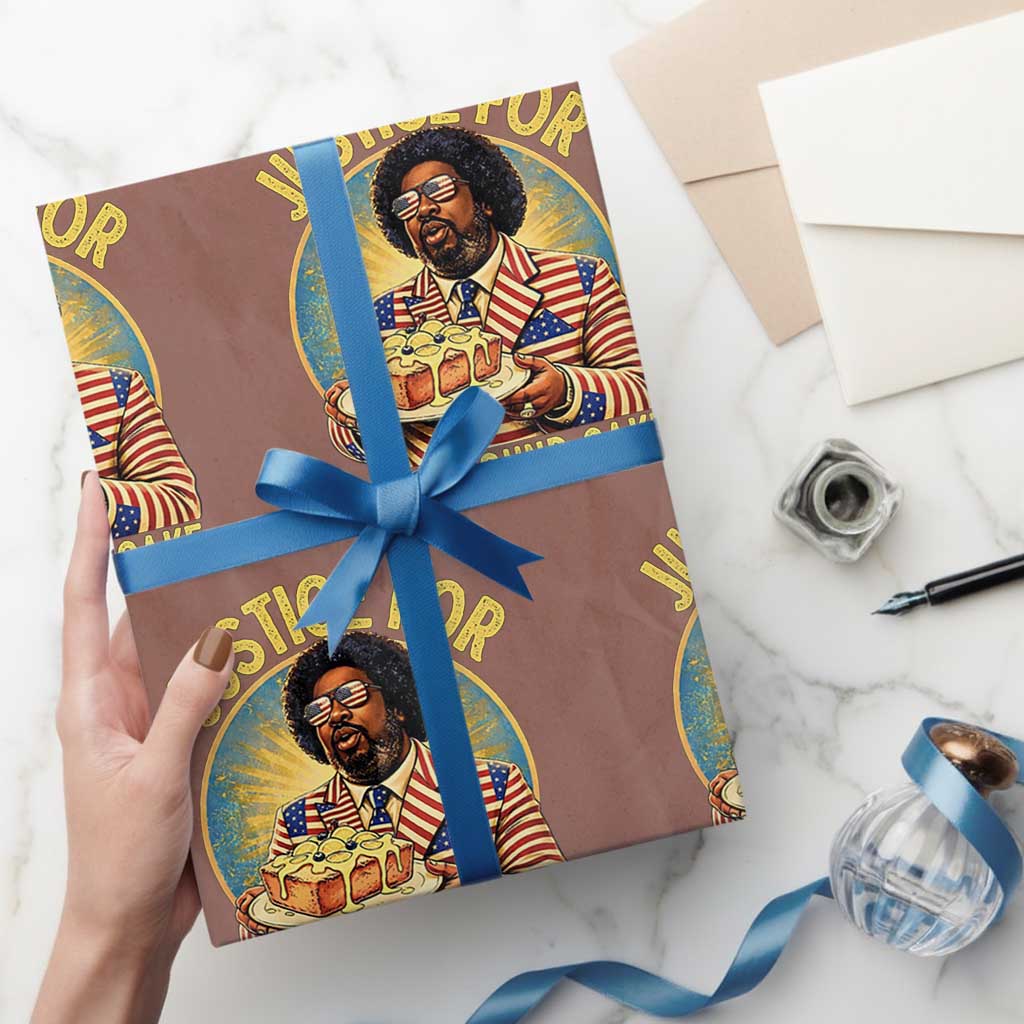 Justice for Lemon Pound Cake Patriotic Meme Wrapping Paper Roll Funny Viral Hip Hop Parody for Music Rap Fans TS02 Mocha Print Your Wear