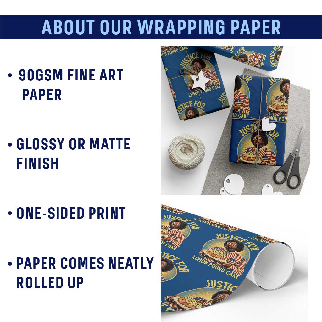 Justice for Lemon Pound Cake Patriotic Meme Wrapping Paper Roll Funny Viral Hip Hop Parody for Music Rap Fans TS02 Print Your Wear