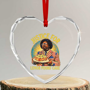 Justice for Lemon Pound Cake Patriotic Meme Heart Crystal Glass Ornament Funny Viral Hip Hop Parody for Music Rap Fans TS02 Transparent Glass 3'' Heart Print Your Wear