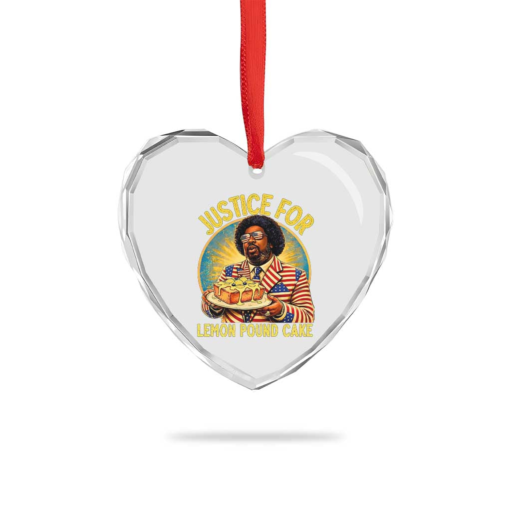 Justice for Lemon Pound Cake Patriotic Meme Heart Crystal Glass Ornament Funny Viral Hip Hop Parody for Music Rap Fans TS02 Print Your Wear