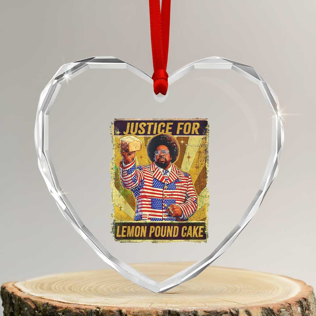 Justice for Lemon Pound Cake Vintage Retro Heart Crystal Glass Ornament Funny Viral Hip Hop Meme Parody Internet Culture Fans TS02 Transparent Glass 3'' Heart Print Your Wear