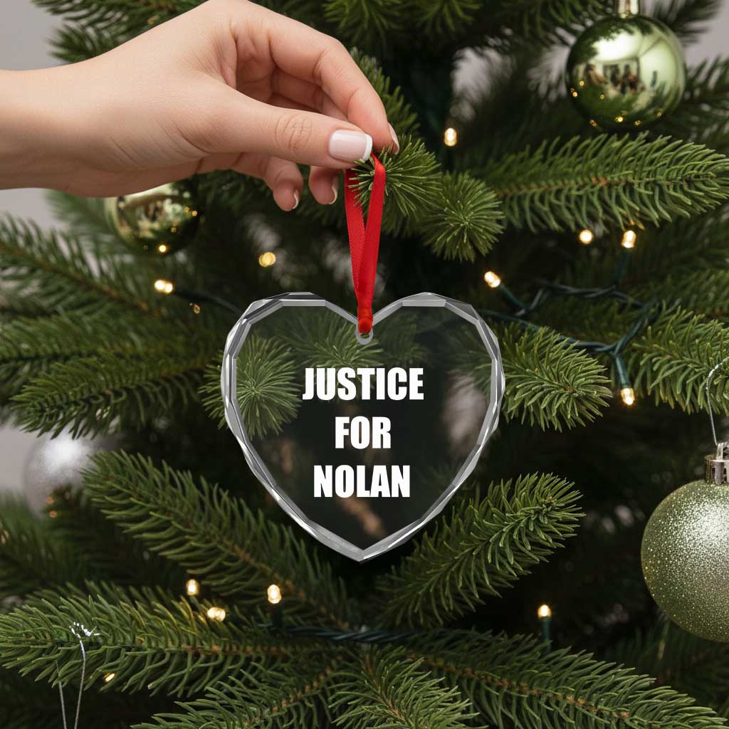 Justice for Nolan Heart Crystal Glass Ornament Support and Rememberence Memorial
