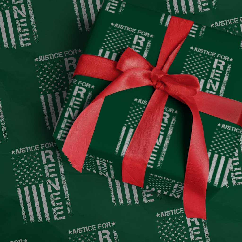 Justice for Renee American Flag Wrapping Paper Roll Minneapolis Jan 8 2026 Memorial Tribute TS02 Green Print Your Wear