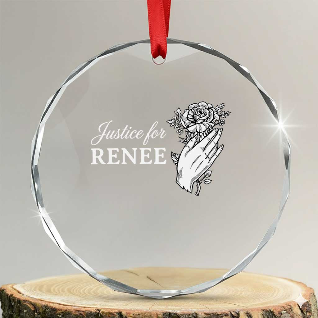 Justice for Renee Crystal Glass Ornament Floral Rose Memorial Minneapolis Jane 8 2026 Tribute TS02 Transparent Glass 3'' Circle Print Your Wear