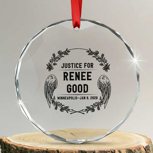 Justice for Renee Good Crystal Glass Ornament Minneapolis January 8 2026 Tribute Memorial Wreath TS02 Transparent Glass 3'' Circle Print Your Wear