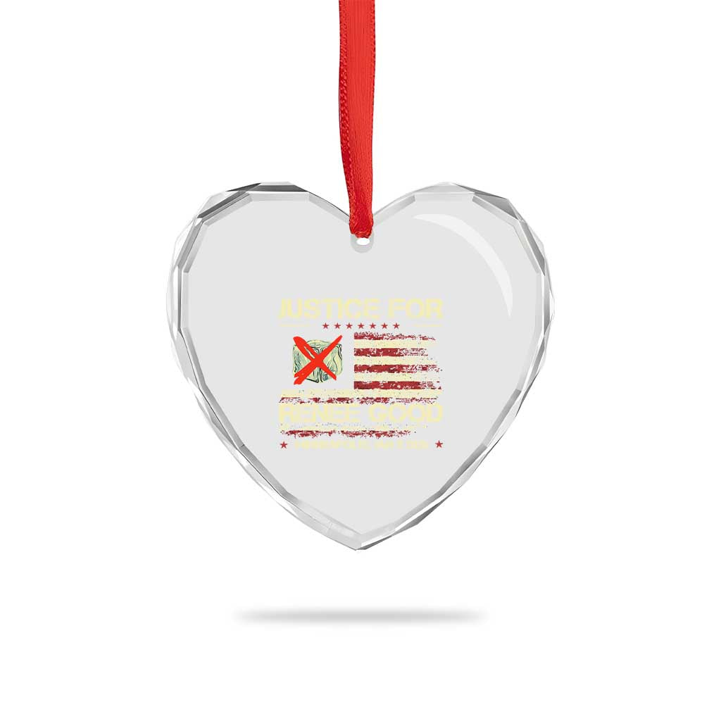 Justice for Renee Good Heart Crystal Glass Ornament Minneapolis Jan 8 2026 American Flag Stop Ice TS02 Print Your Wear